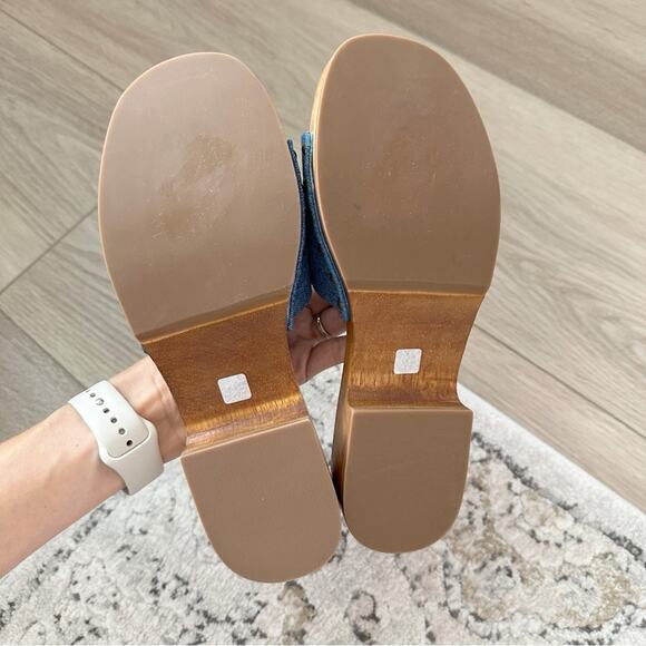 NIB Larroude Zuzi Slip On Platform Sandals in Blue Denim sz 7 - Picture 11 of 11